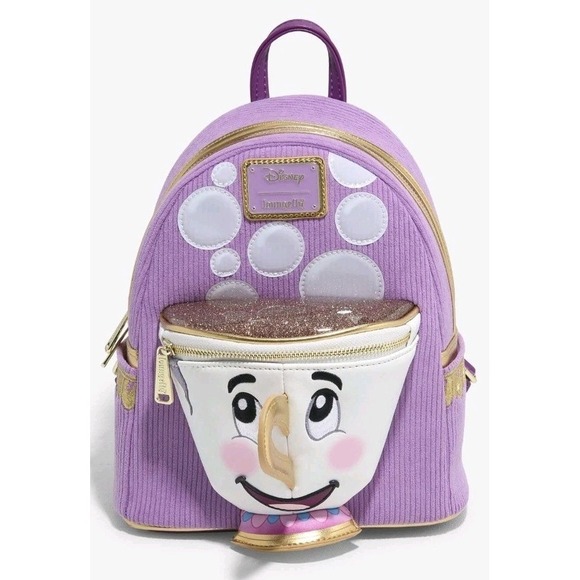 Loungefly Handbags - Loungefly Disney Beauty and the Beast Chip Figural Corduroy Mini Backpack